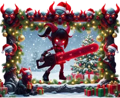 Hot games tile with a devil girl holding a chainsaw